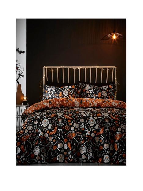 bedlam-halloween-day-of-the-dead-glow-in-the-dark-single-duvet-cover-set