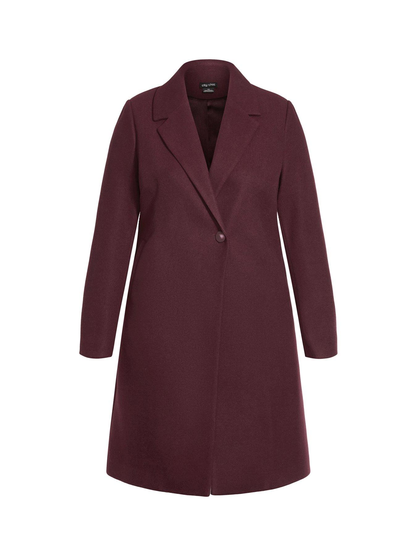 Image 3 of 3 of City Chic Effortless Chic Coat - Red