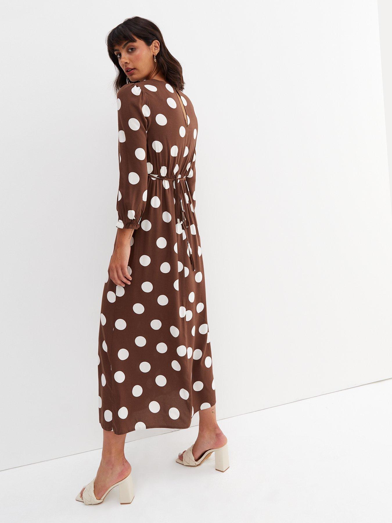 Tan shop spot dress