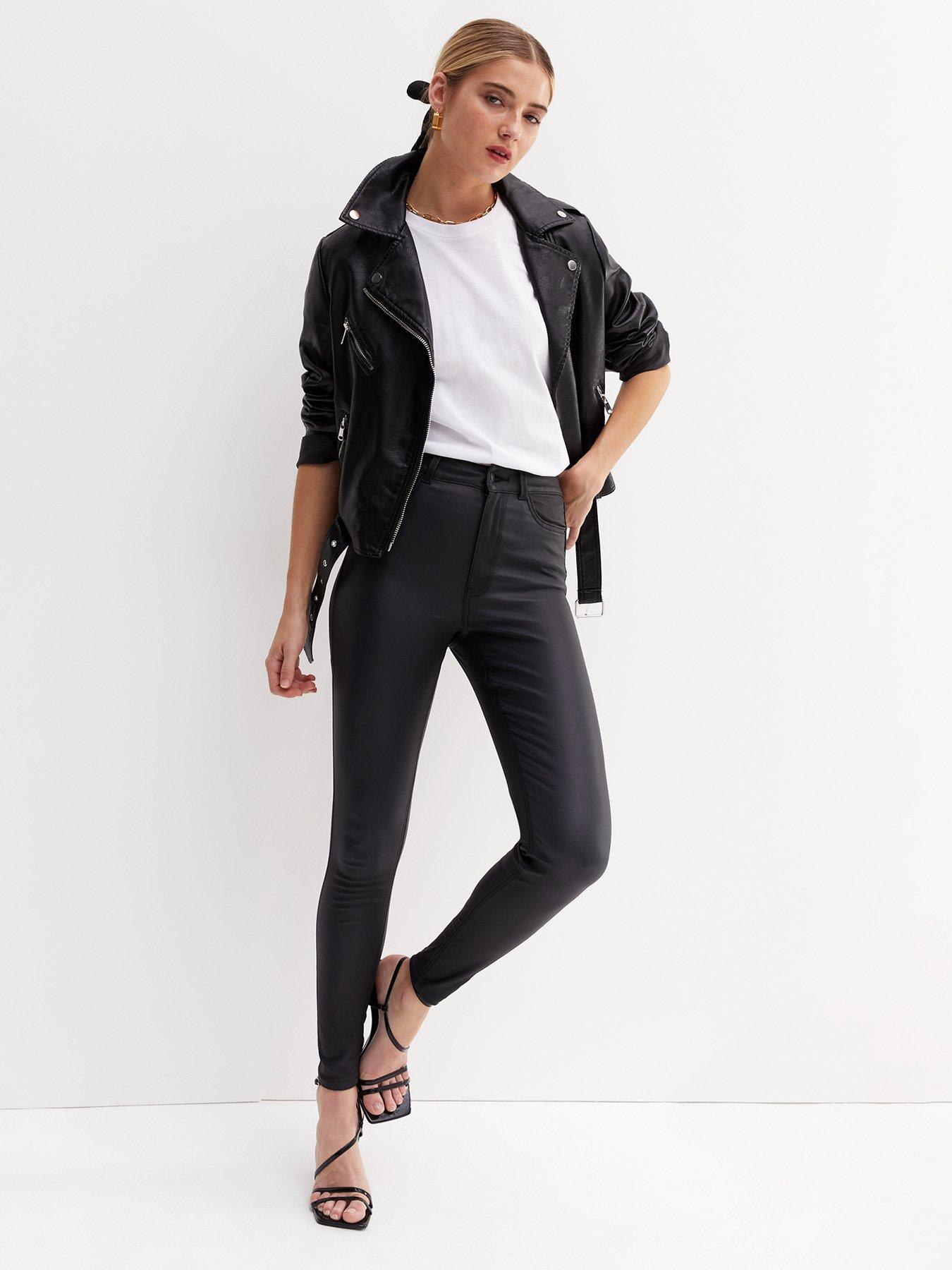 New Look Black Coated Leather-Look Lift & Shape Jenna Skinny Jeans