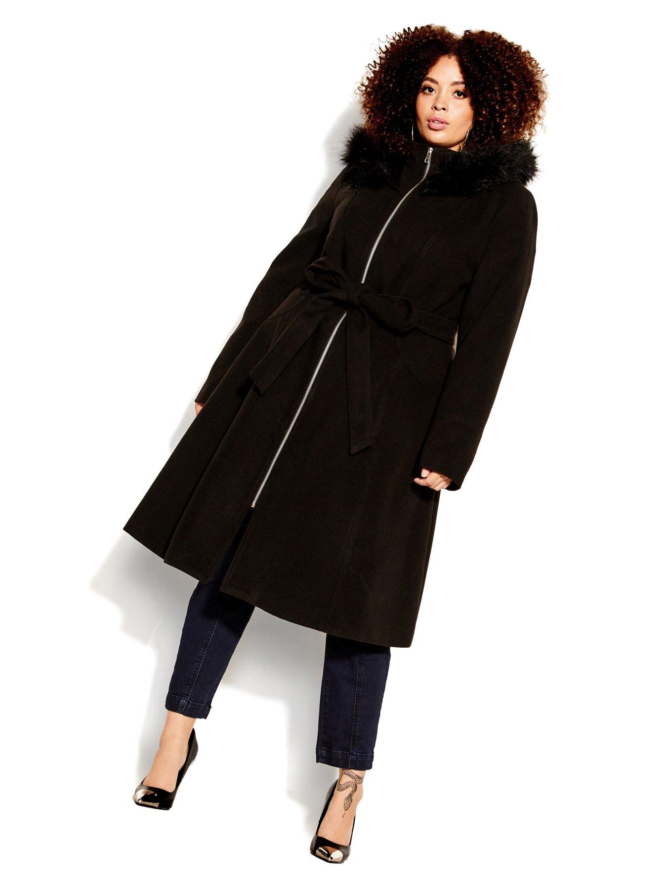 Image 1 of 3 of City Chic Miss Mysterious Coat - Black