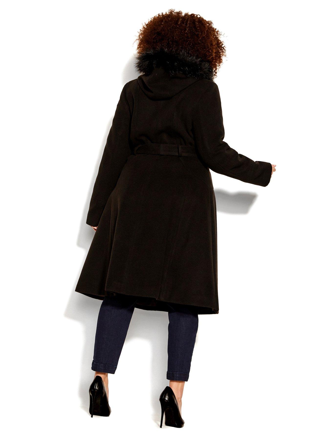 Image 2 of 3 of City Chic Miss Mysterious Coat - Black