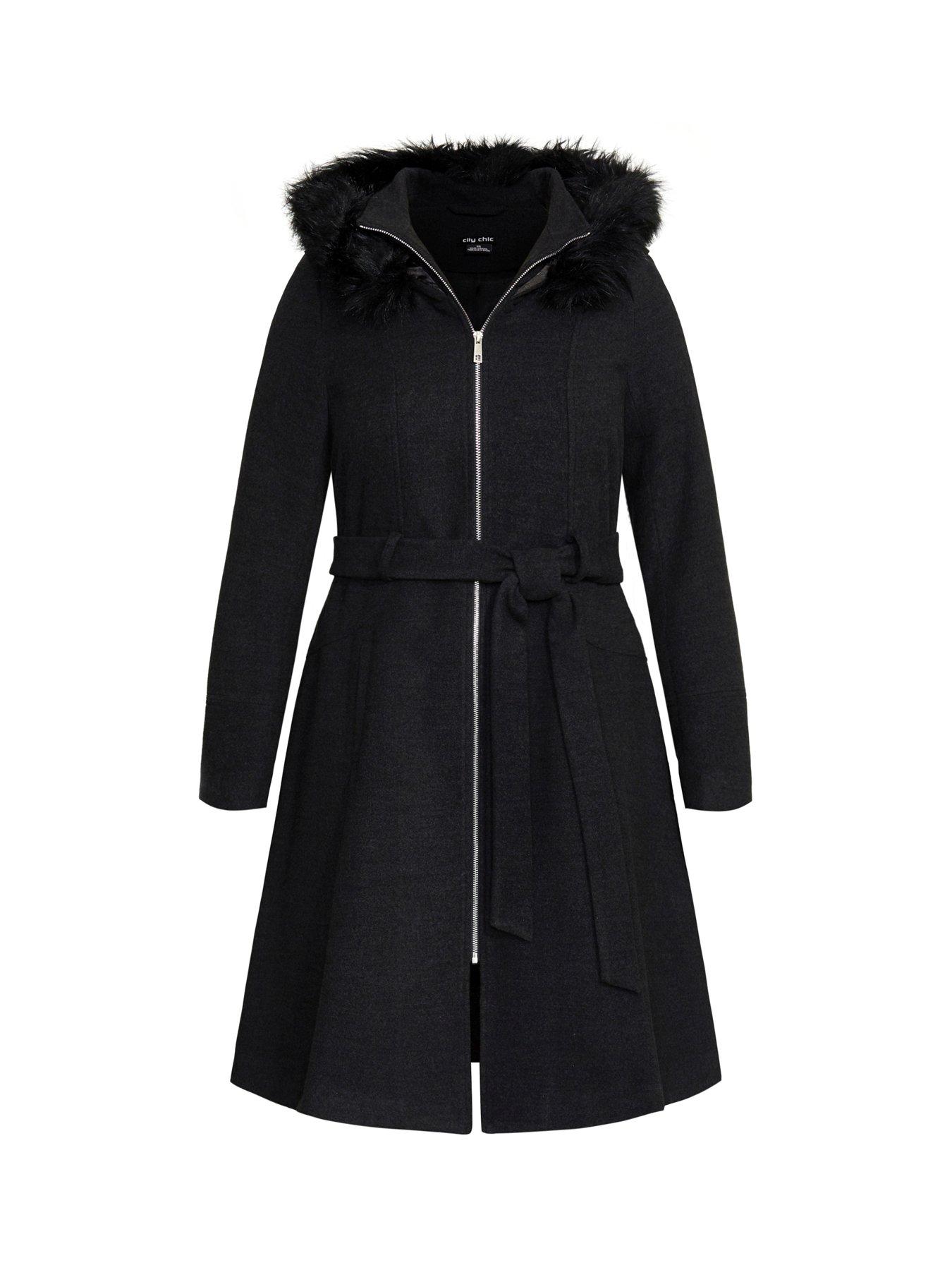 Image 3 of 3 of City Chic Miss Mysterious Coat - Black
