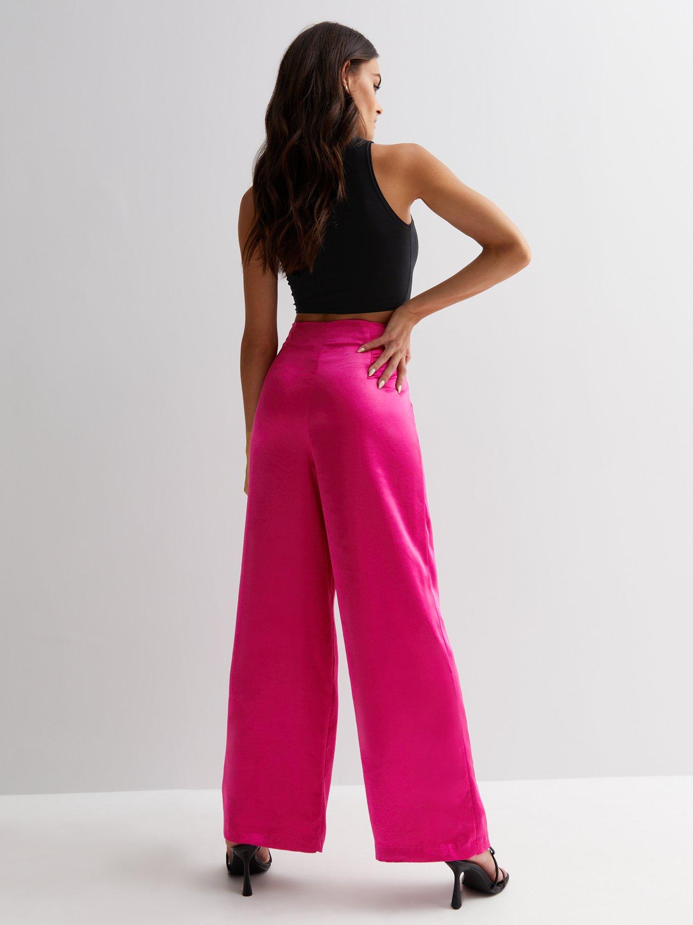 Zara hot pink wide leg trousers pants M, Women's Fashion, Bottoms, Other  Bottoms on Carousell