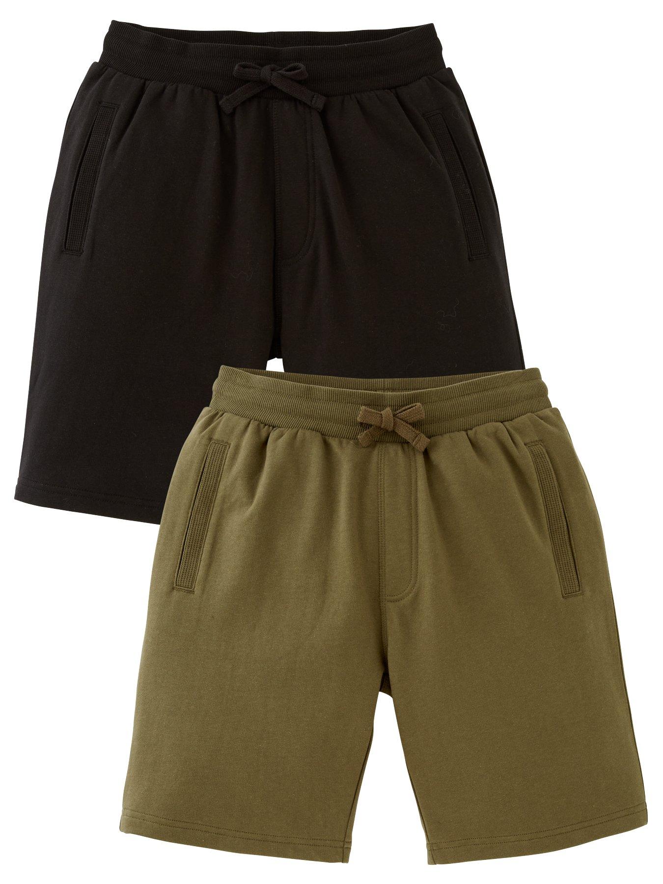 everyday-boys-cotton-rich-essential-2-pack-jogger-shorts-blackkhaki