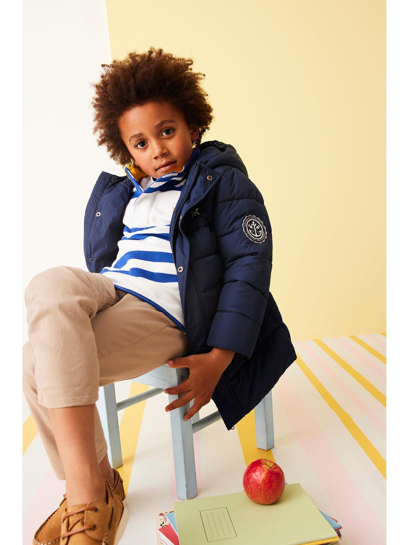 Boys navy cheap puffer coat