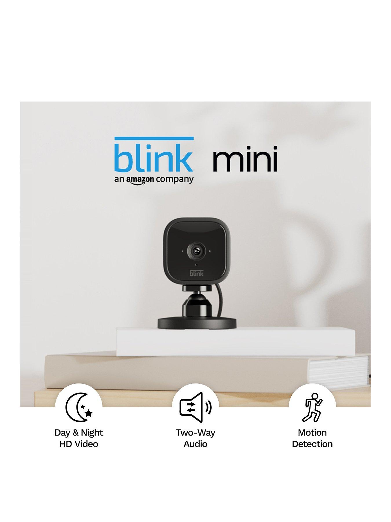 Blink Mini – Compact indoor plug-in smart security camera, 1080p HD video,  night vision, motion detection, two-way audio, easy set up, Works with