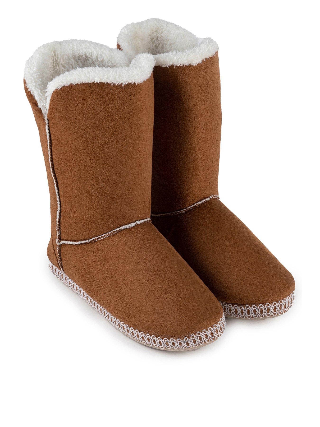 Totes ladies suedette 2025 fur bootie slipper