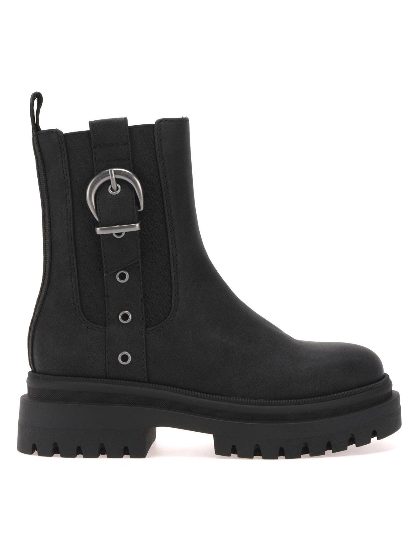 Rocket Dog Women's Dekko Buckle Ankle Boots - Black Synthetic Leather, Lug Sole, Size 10 - View #6
