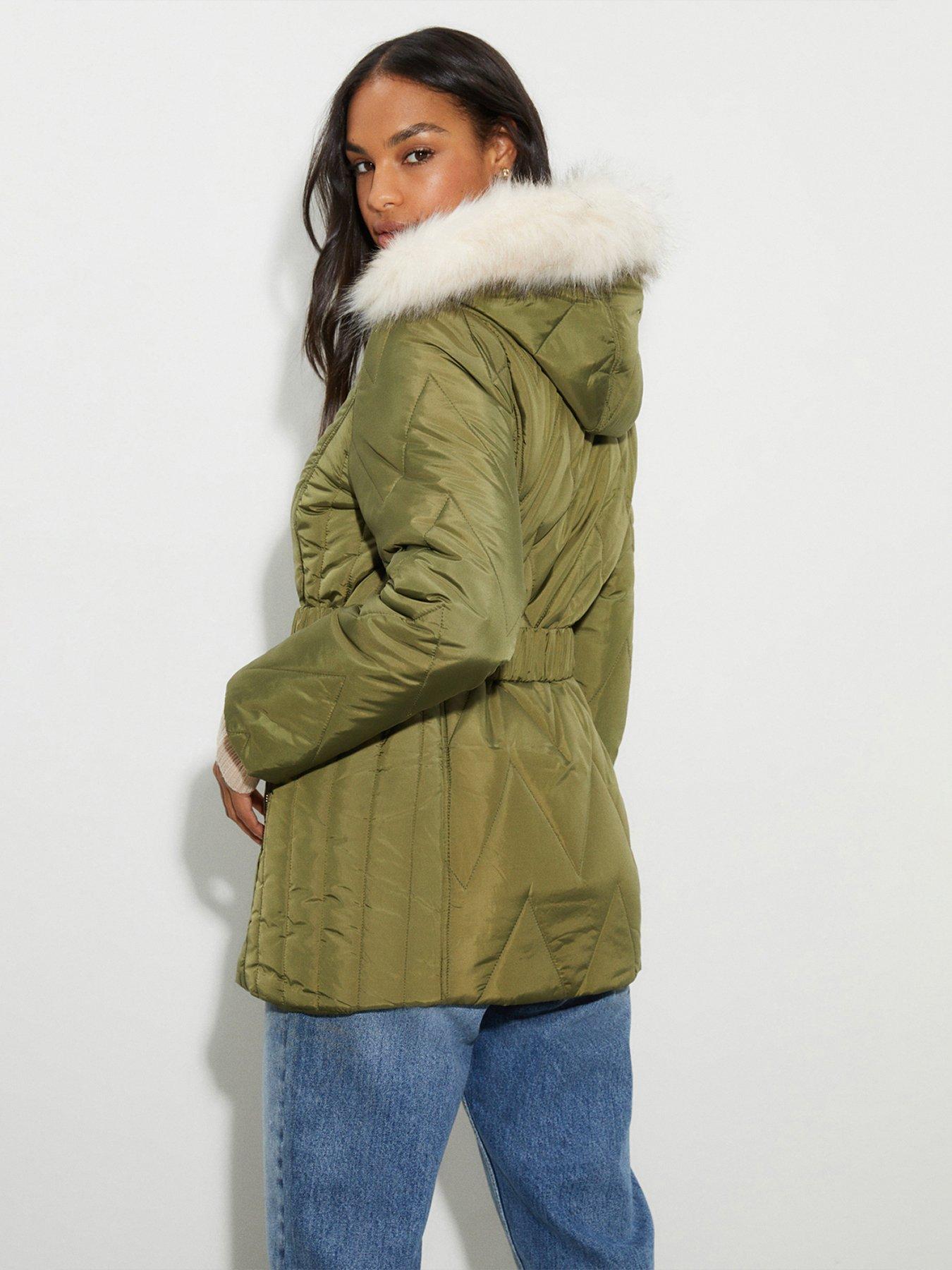 Dorothy perkins green fur clearance coat