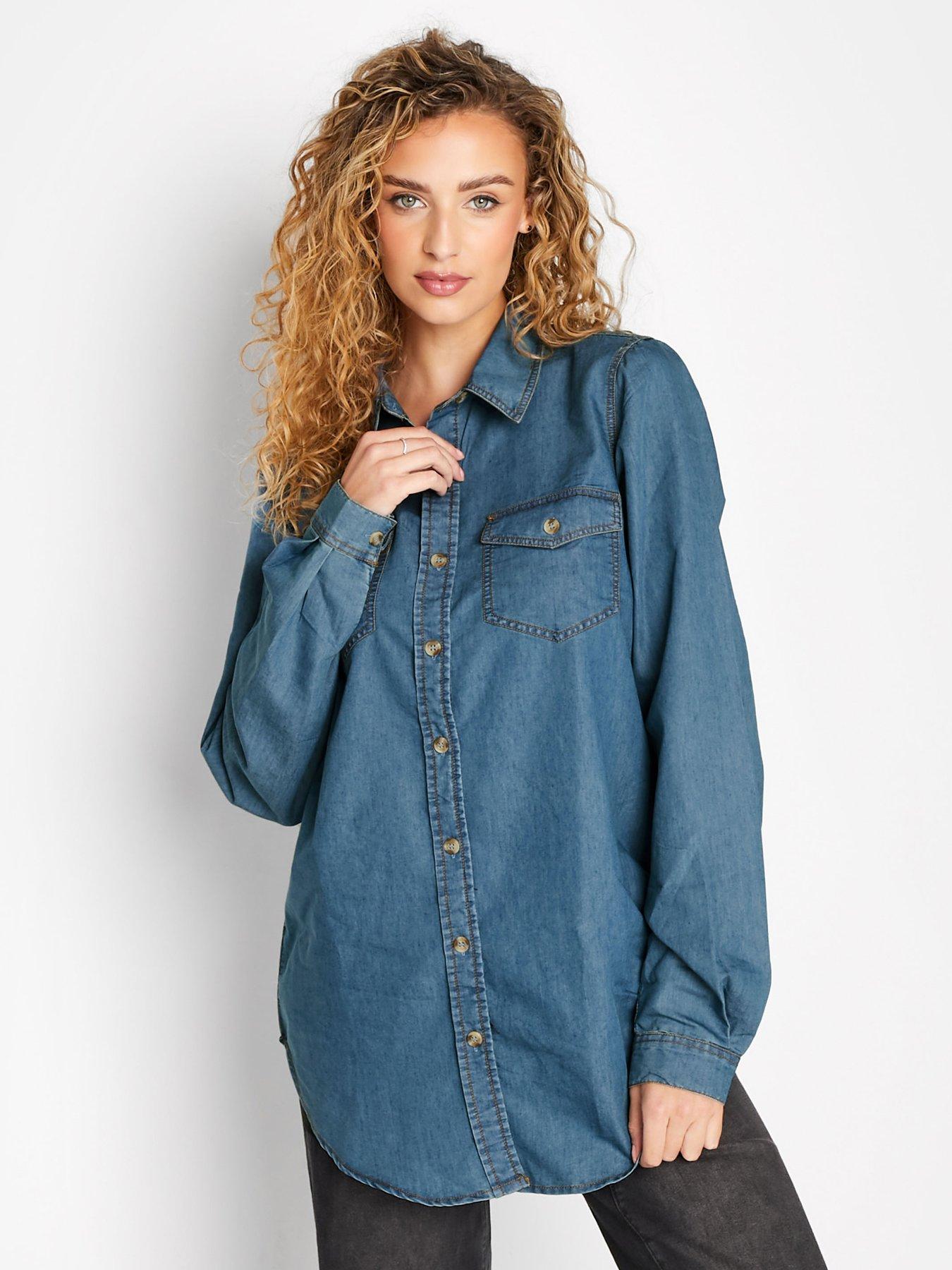 Womens tall hot sale denim shirt