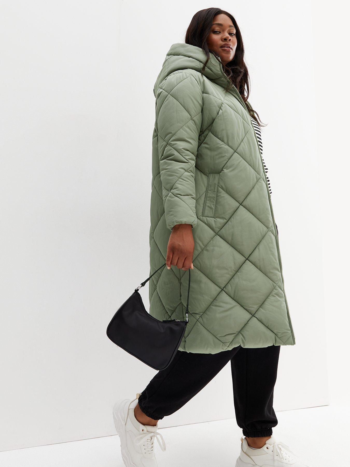 Green padded store long coat