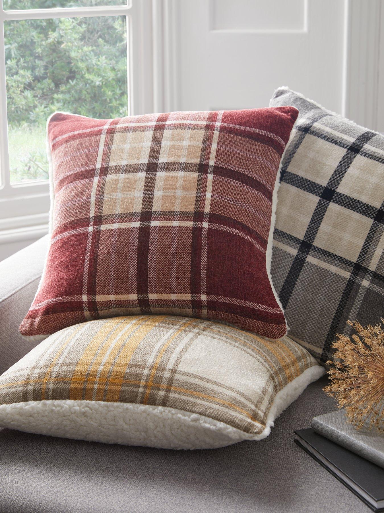 Red and grey checked hot sale cushions