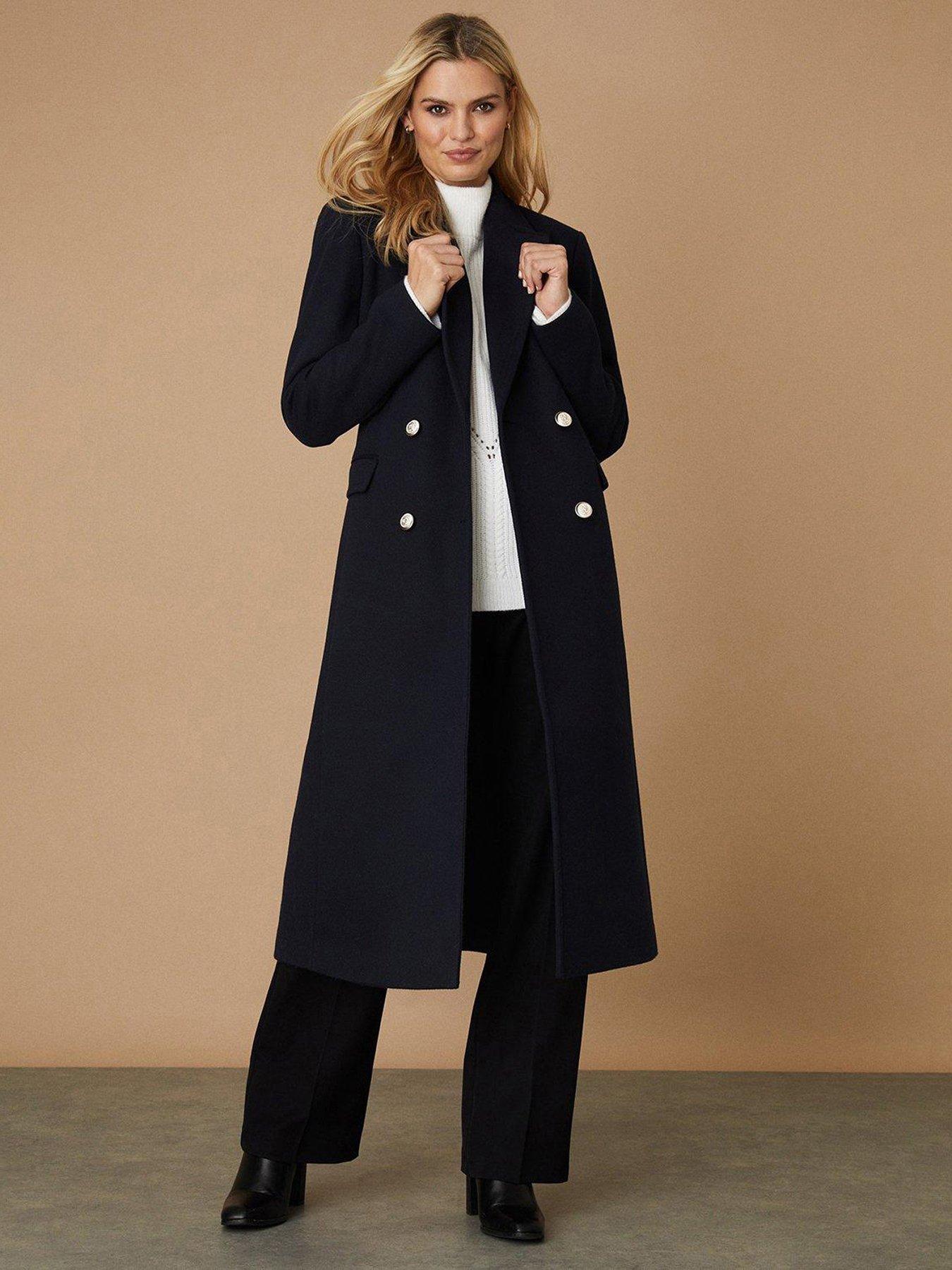 Navy wrap cheap coat womens