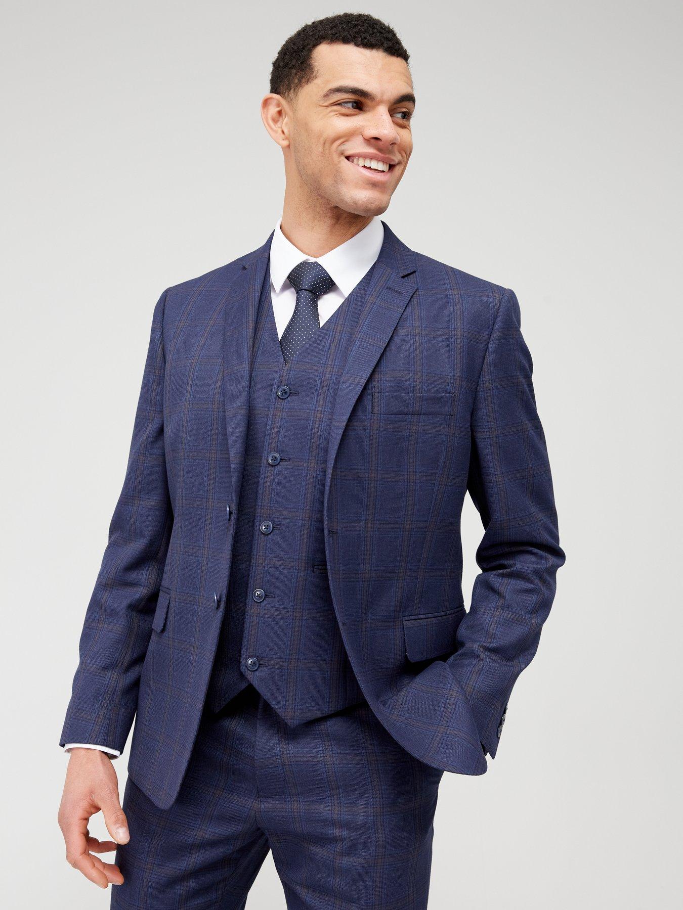 The Very Collection Check Slim Fit Suit Jacket - Navy