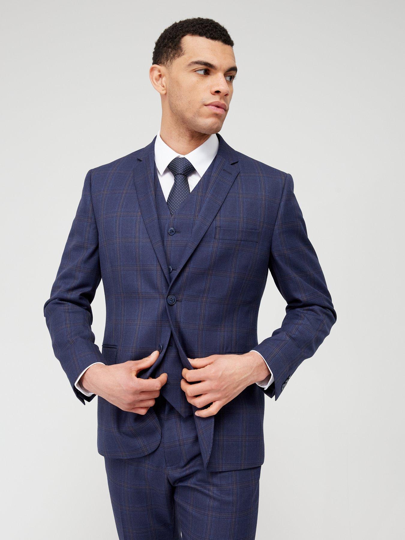 Very Man Check Slim Fit Suit Jacket - Navy