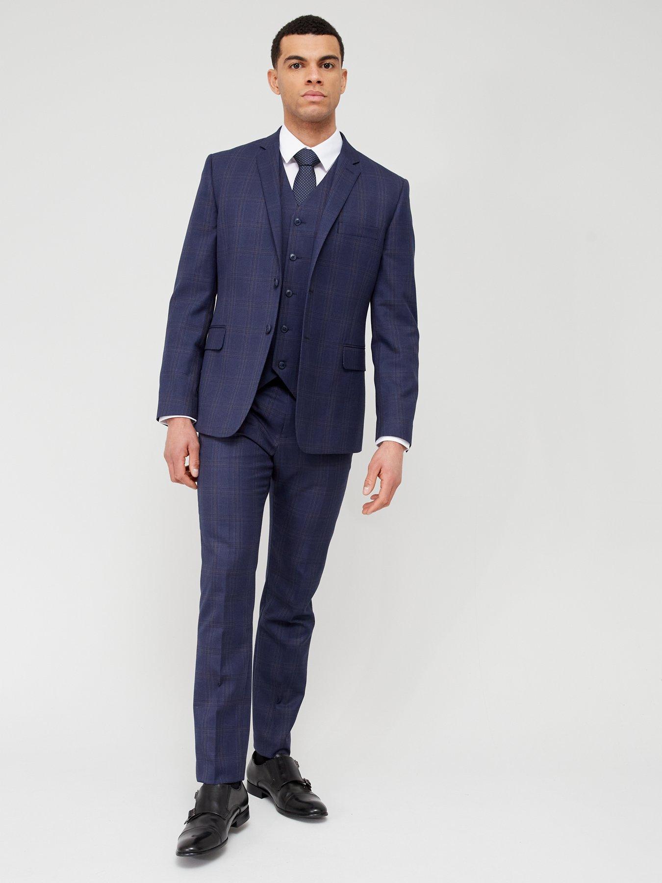 Image 6 of 6 of The Very Collection Check Slim Fit Suit Jacket - Navy