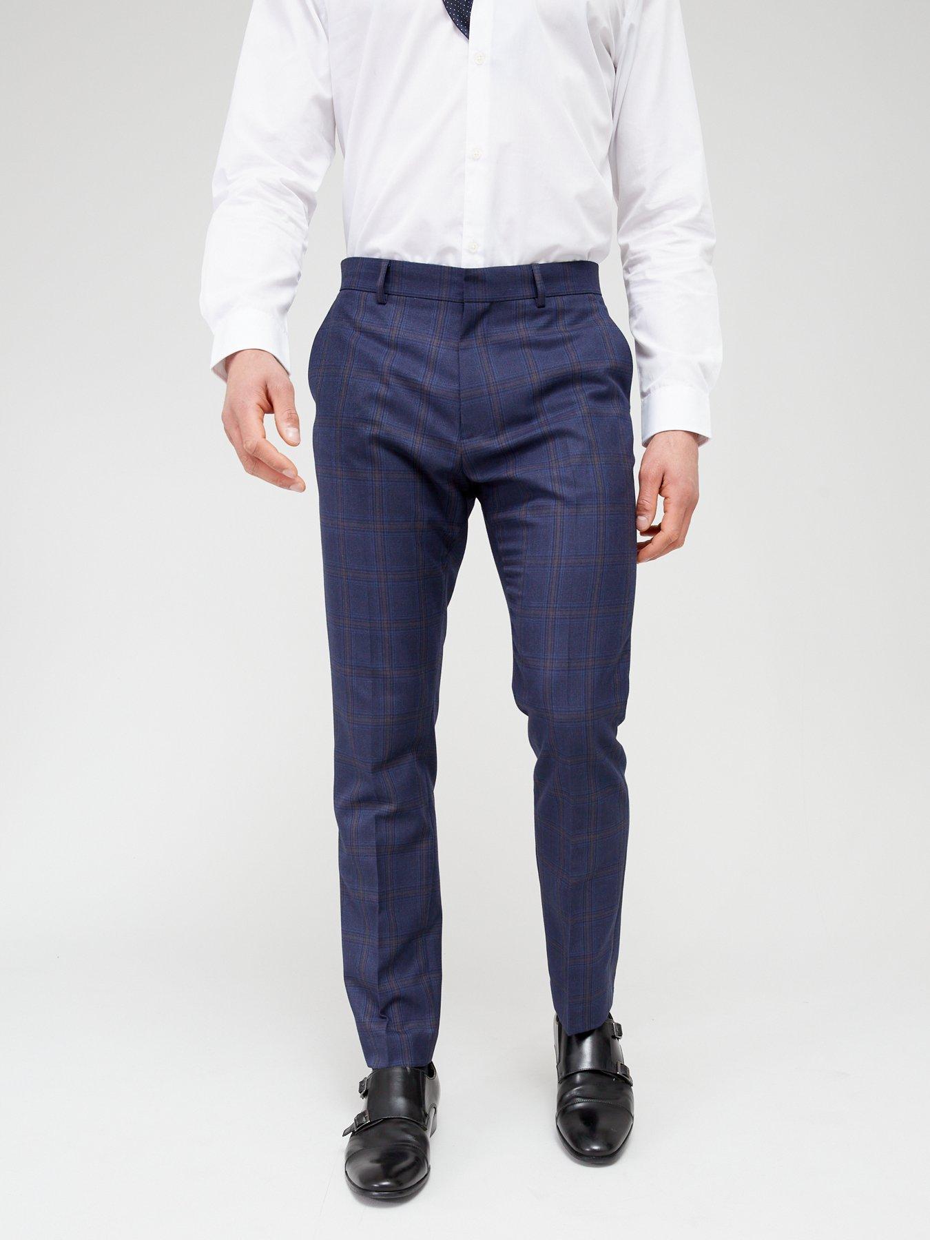 Very Man Check Suit Trousers - Navy