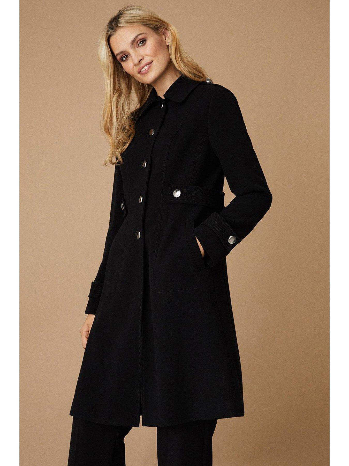 Wallis black funnel hot sale neck coat