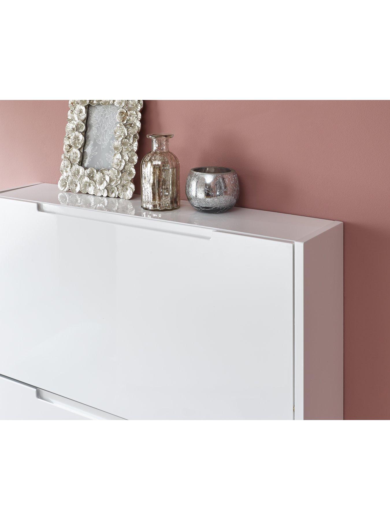 Image 5 of 6 of GFW Narrow High Gloss 3 Tier Shoe Cabinet - White