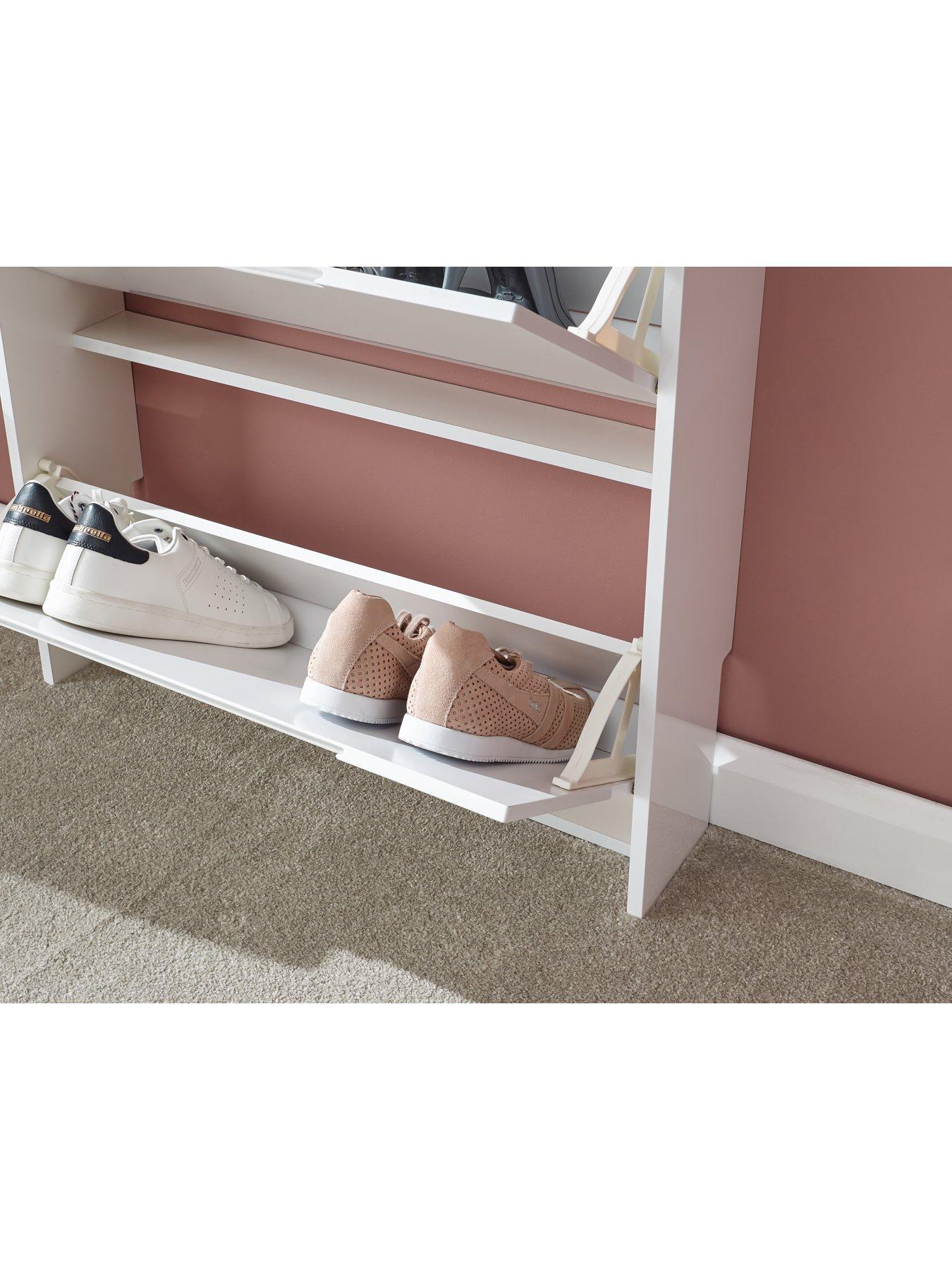 Image 6 of 6 of GFW Narrow High Gloss 3 Tier Shoe Cabinet - White