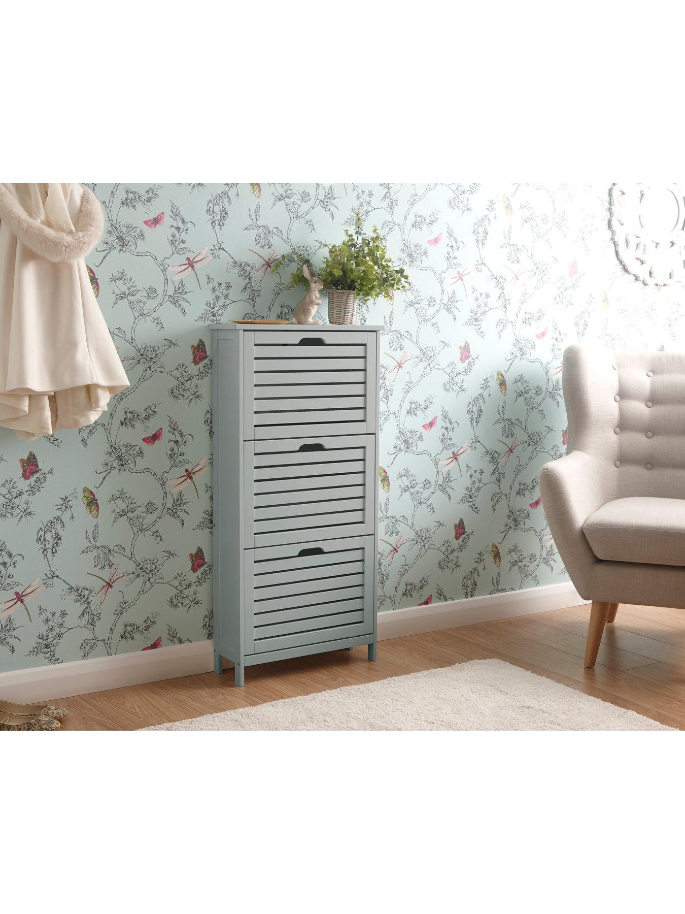 GFW Bergen Three Tier Shoe Cabinet - Grey
