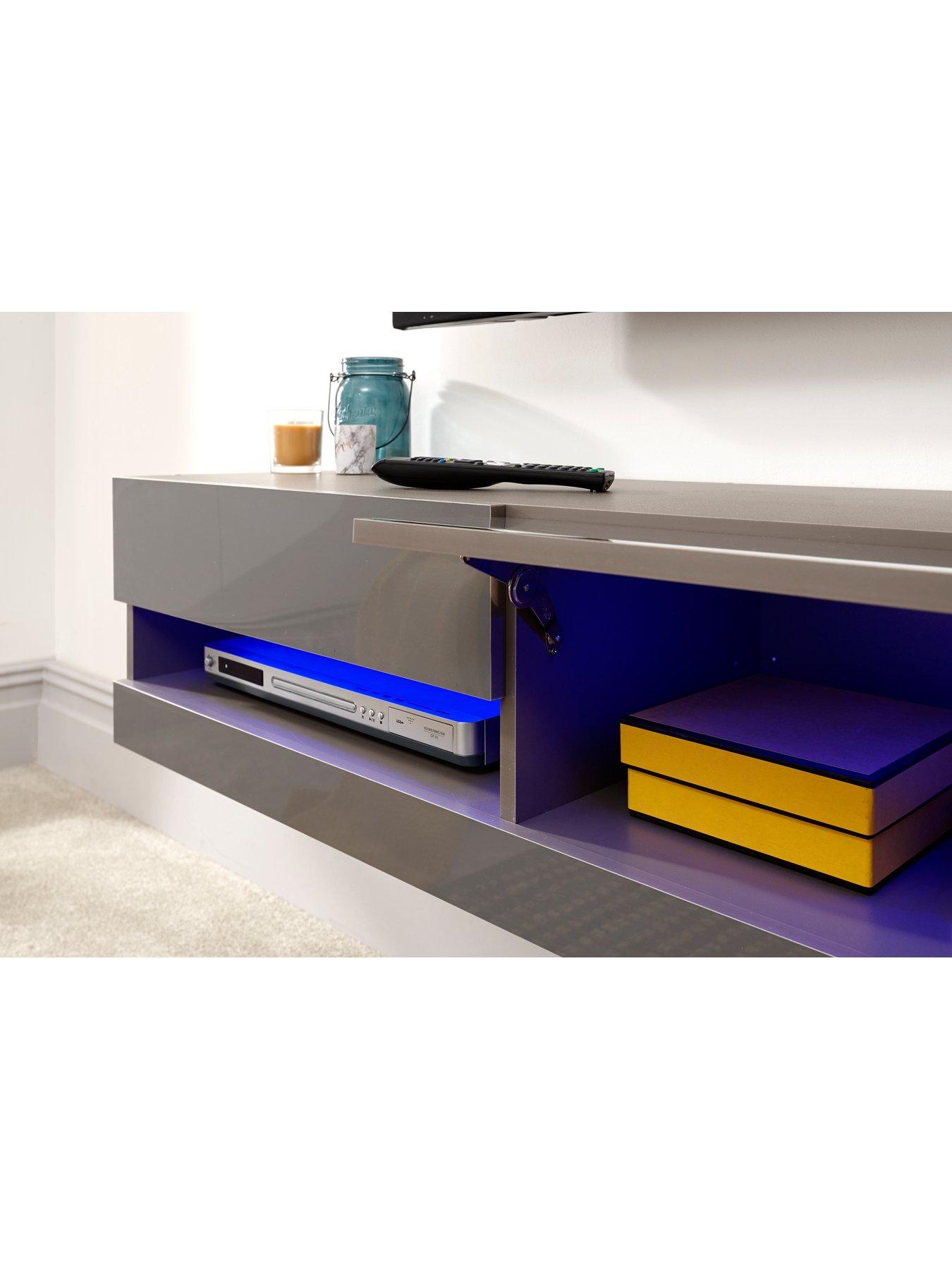 Image 3 of 6 of GFW Galicia 120 cm Floating Wall TV Unit with LED Lights - fits up to 55 inch -Grey