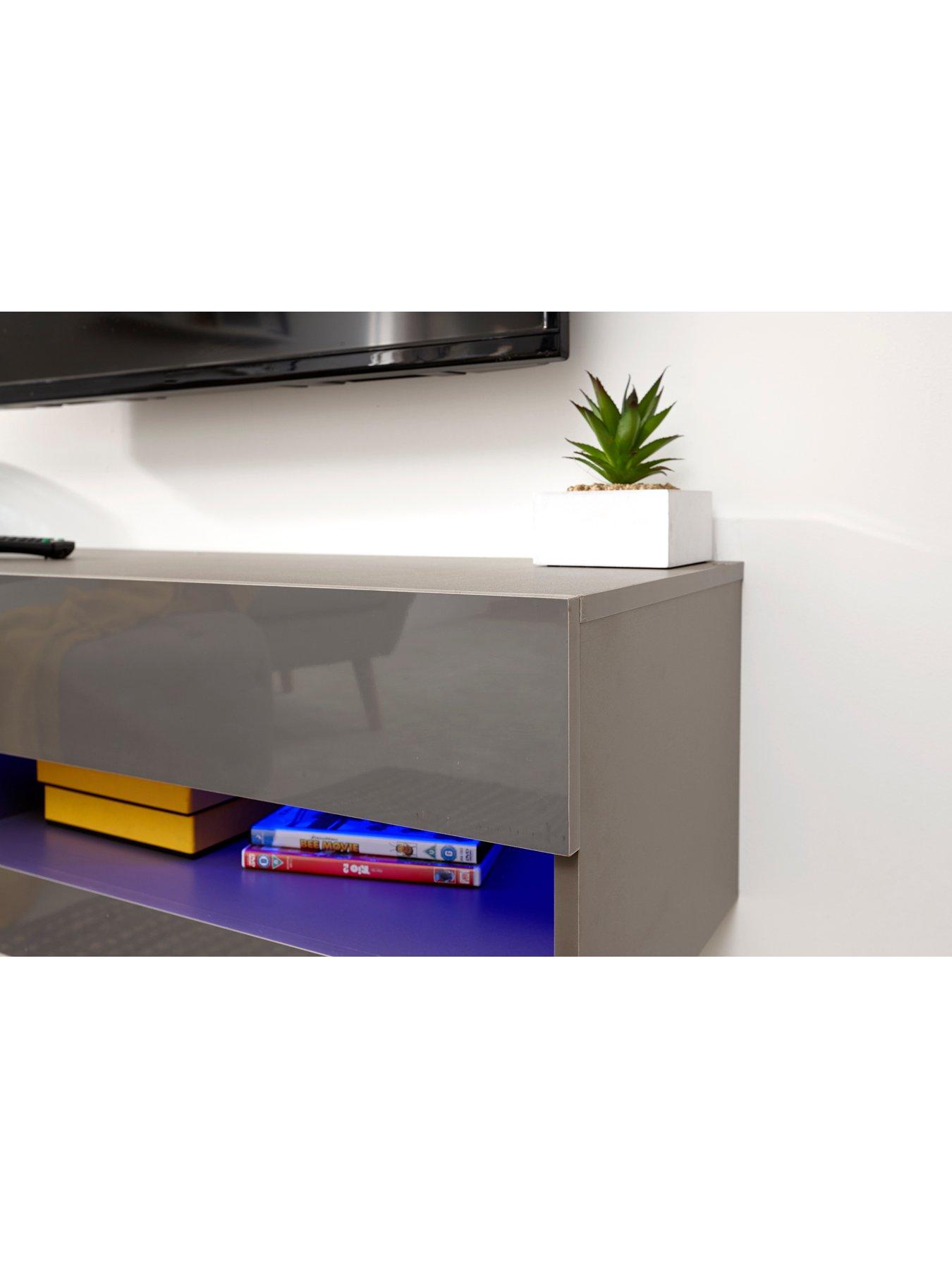 Image 4 of 6 of GFW Galicia 120 cm Floating Wall TV Unit with LED Lights - fits up to 55 inch -Grey