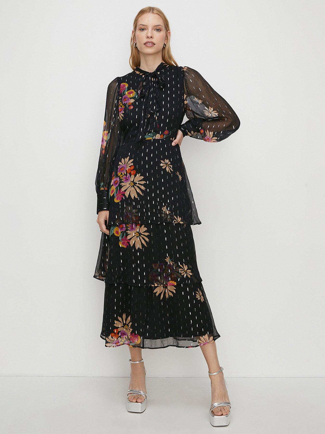 Oasis black floral store dress