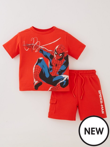 spiderman-spiderman-twonbsppiece-t-shirt-and-short-set-red