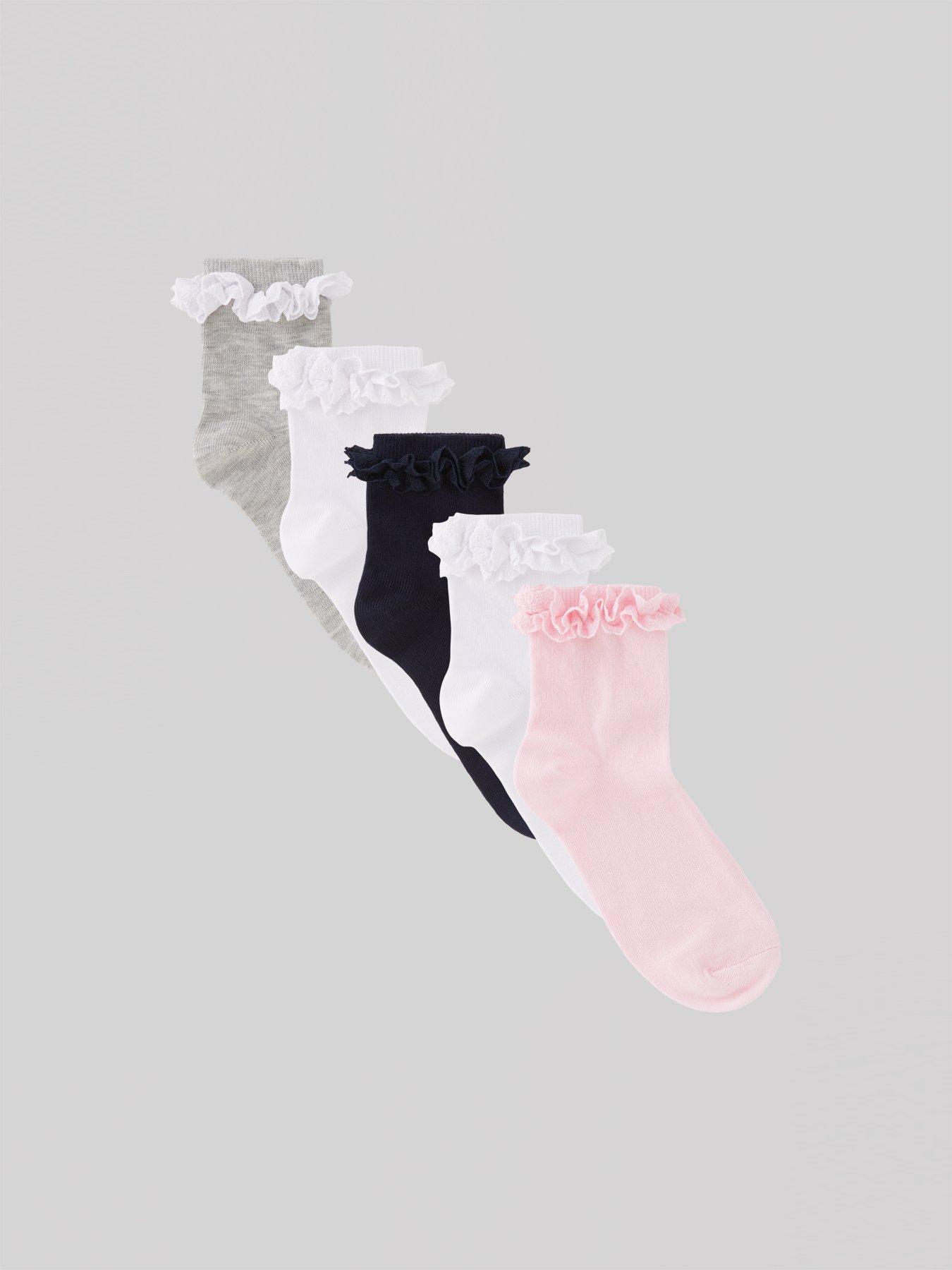 Image 1 of 4 of Everyday Girls 5 Pack Occasion Broderie Frill Socks - Multi