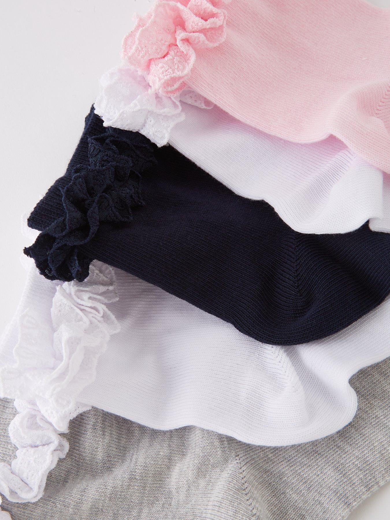 Image 4 of 4 of Everyday Girls 5 Pack Occasion Broderie Frill Socks - Multi