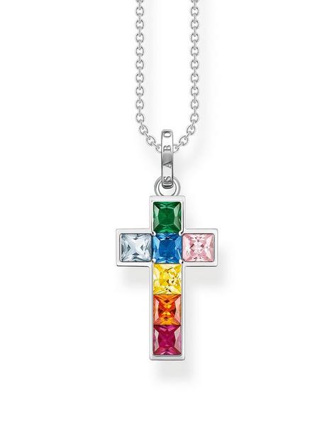 thomas-sabo-cross-necklace-with-colourful-stones