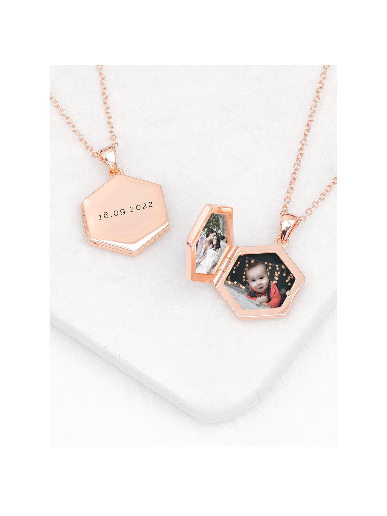 Image of Treat Republic Personalised Hexagonal Photo Locket - Rose Gold