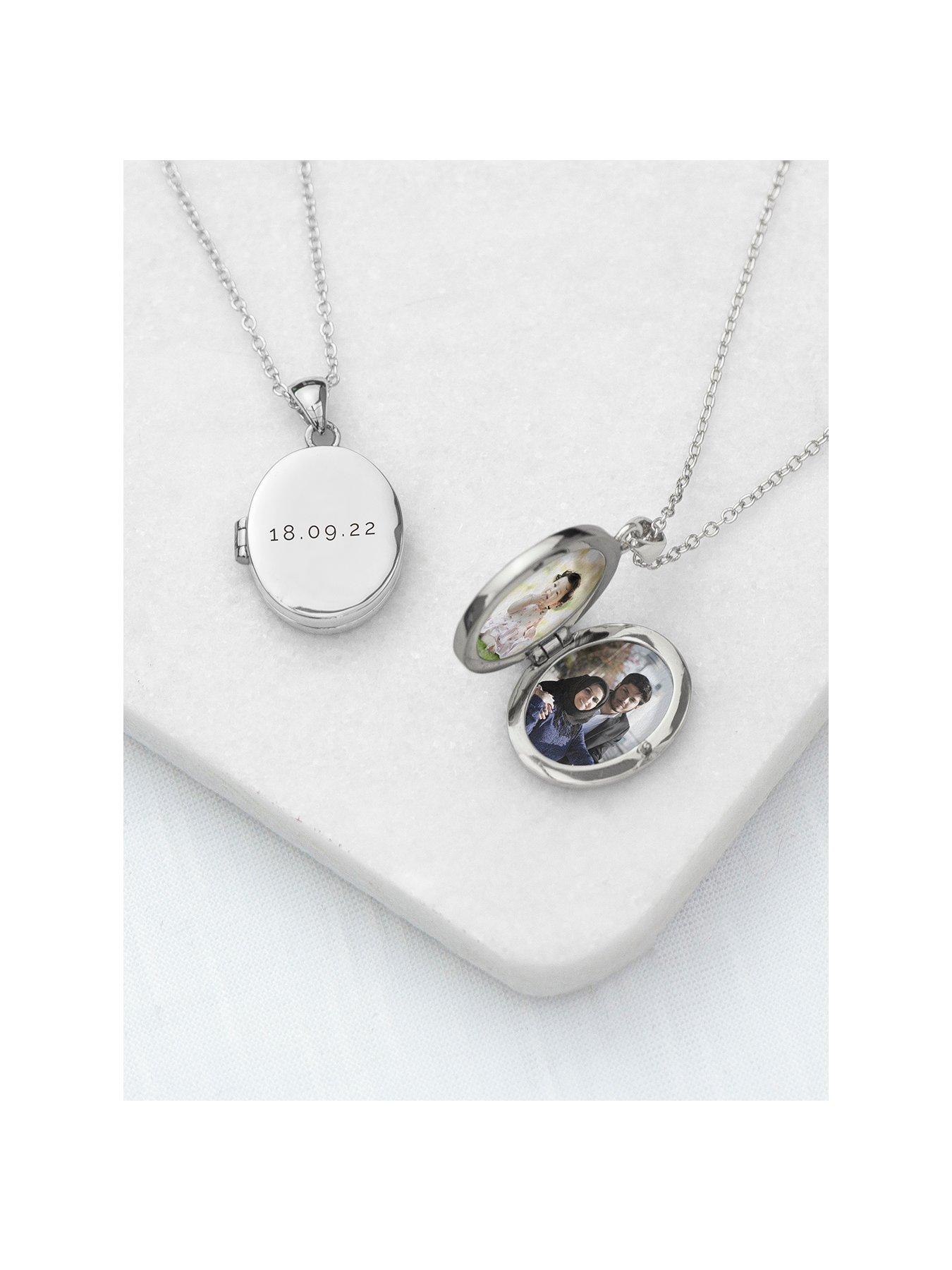 Image of Treat Republic Personalised Oval Photo Locket - Silver