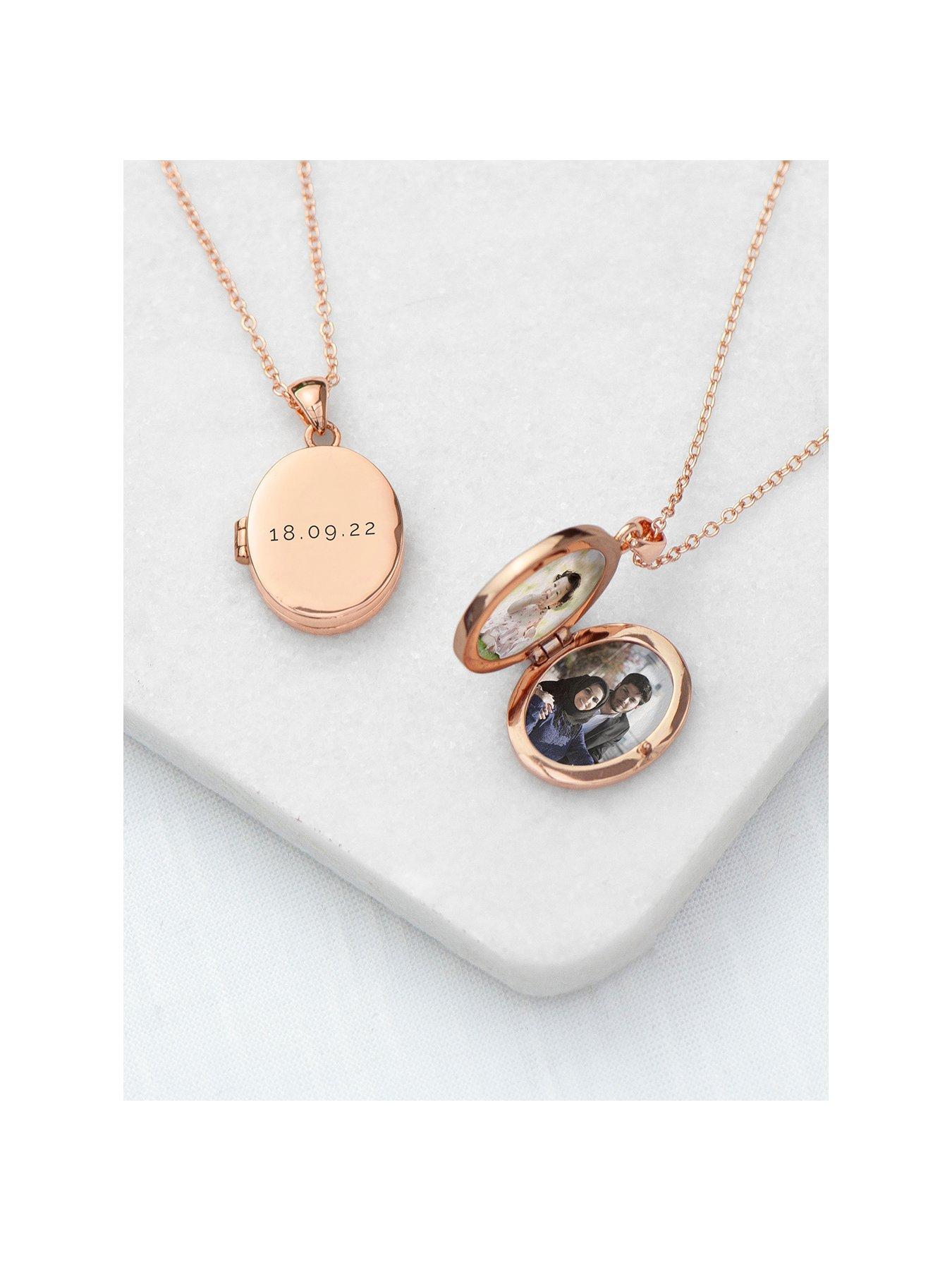 Image of Treat Republic Personalised Oval Photo Locket - Rose Gold