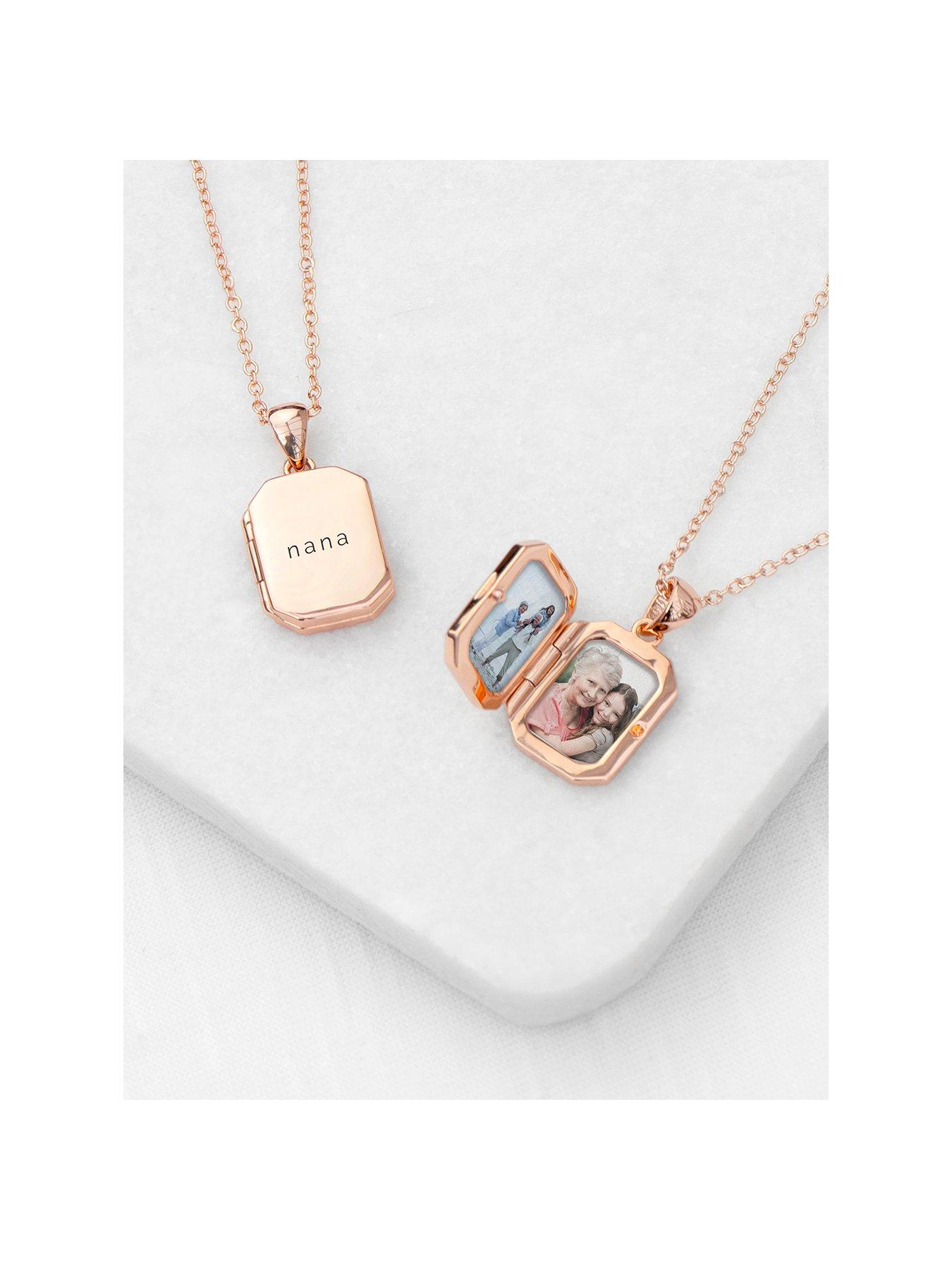 Image of Treat Republic Personalised Rectangular Photo Locket - Rose Gold