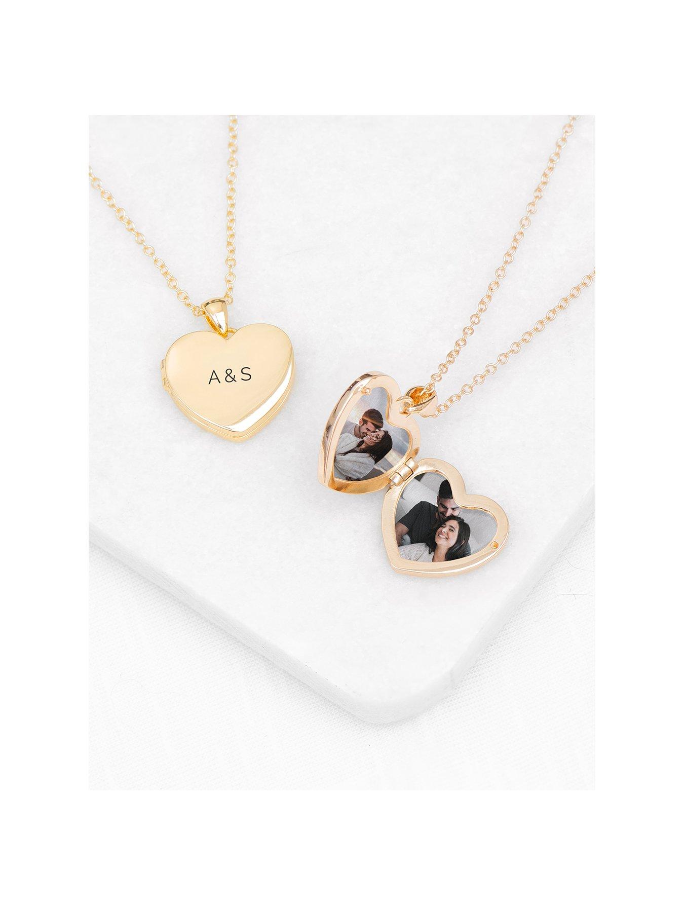Image of Treat Republic Personalised Heart Photo Locket - Gold