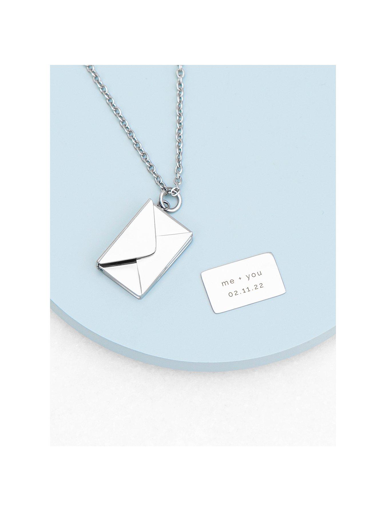 Image 1 of 5 of Treat Republic Personalised Secret Message Envelope Necklace - Silver