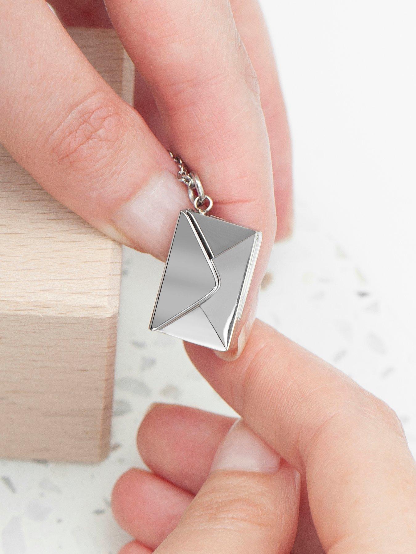 Image 2 of 5 of Treat Republic Personalised Secret Message Envelope Necklace - Silver