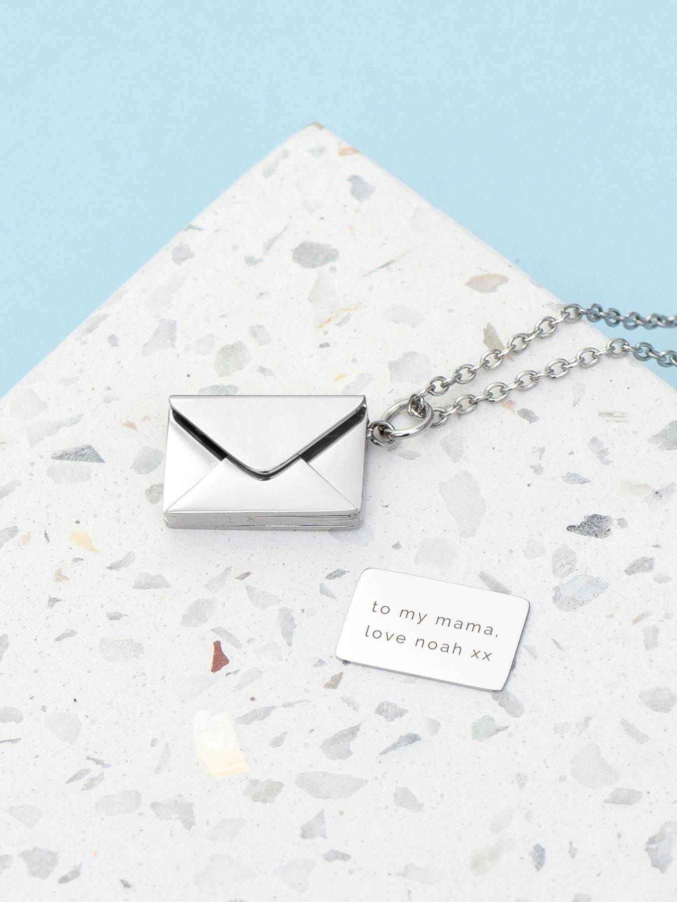 Image 3 of 5 of Treat Republic Personalised Secret Message Envelope Necklace - Silver