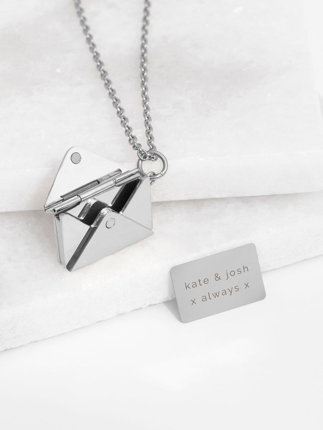 Image 4 of 5 of Treat Republic Personalised Secret Message Envelope Necklace - Silver
