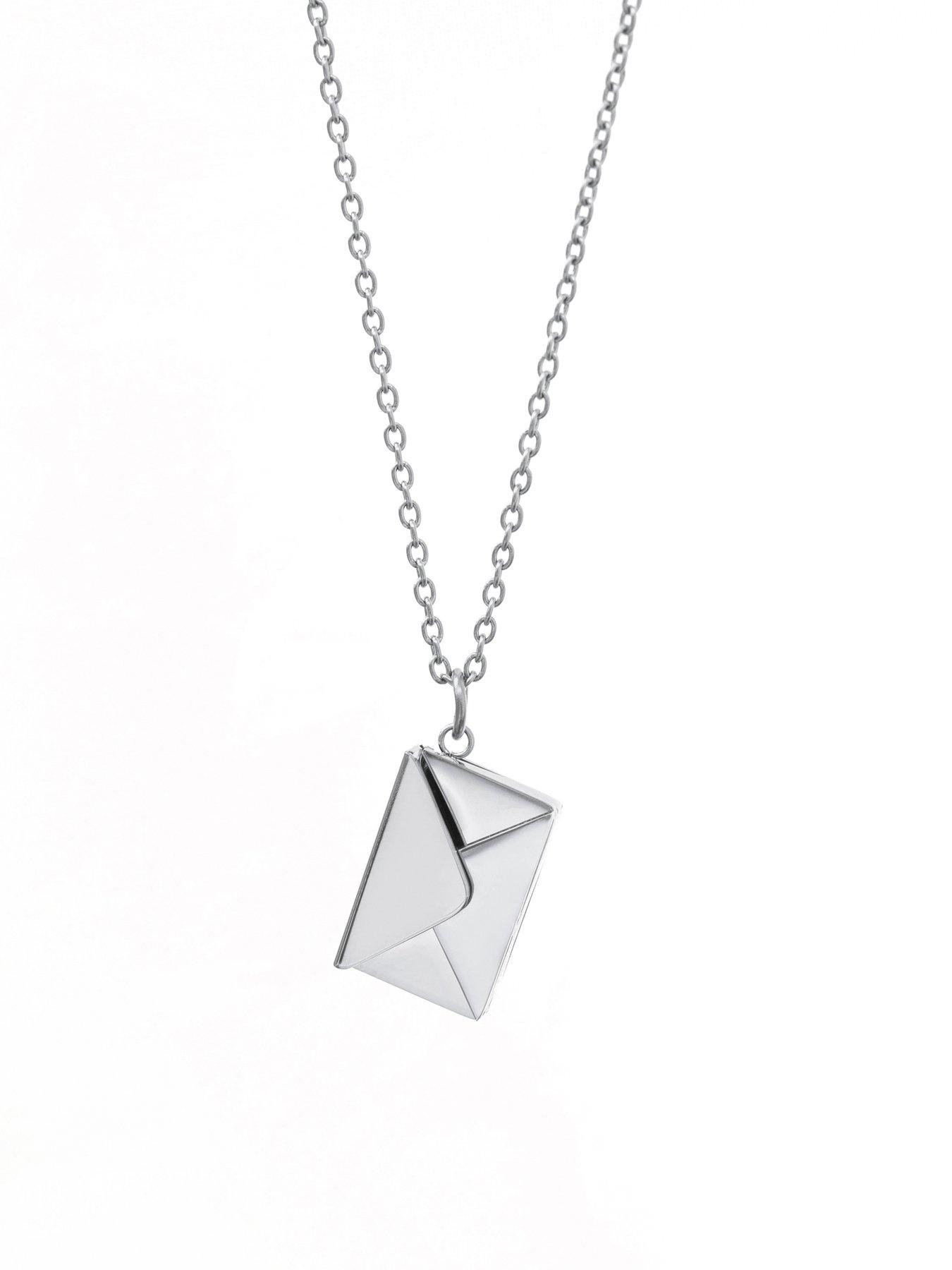 Image 5 of 5 of Treat Republic Personalised Secret Message Envelope Necklace - Silver