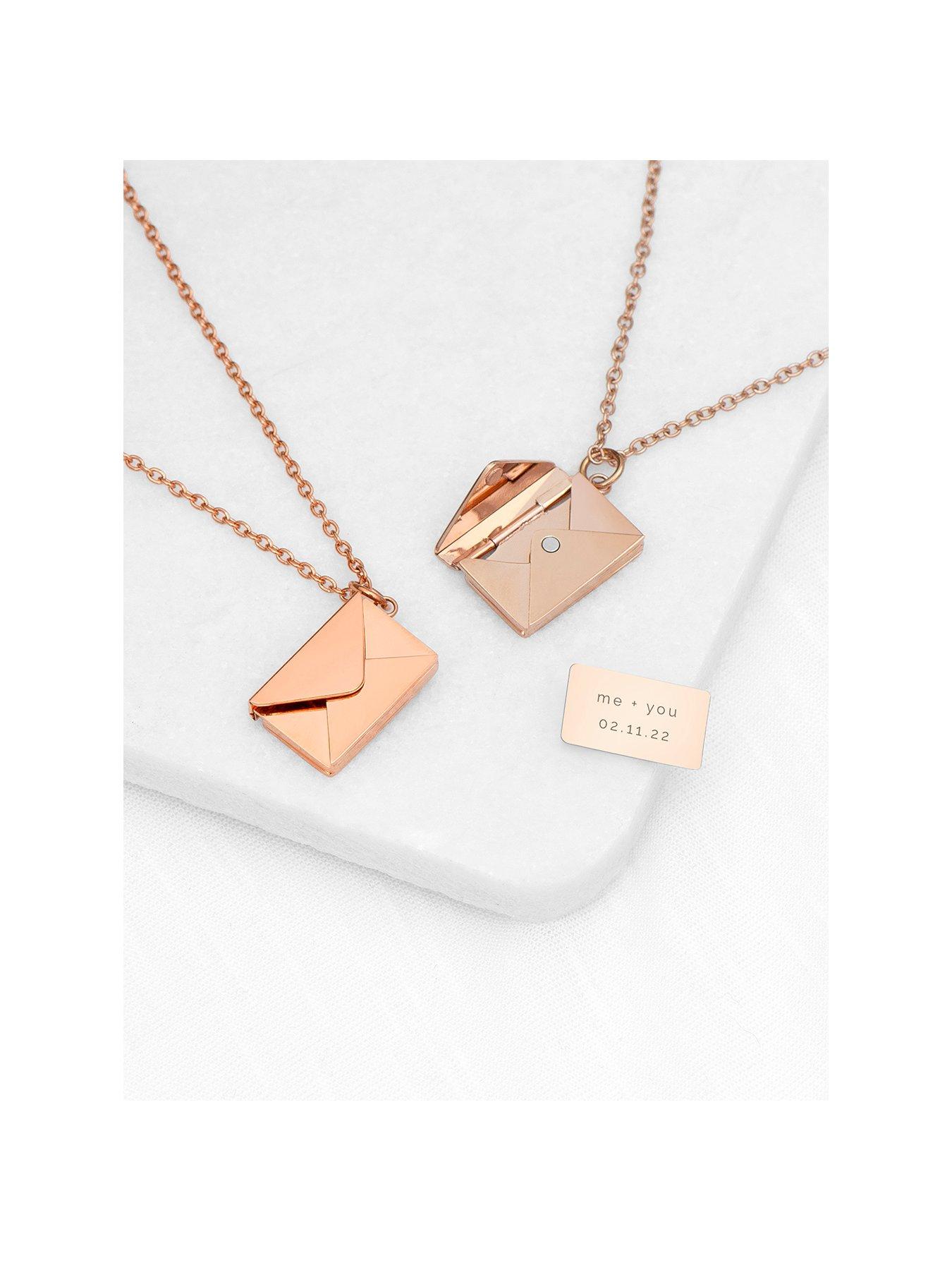 Image of Treat Republic Personalised Secret Message Envelope Necklace - Rose Gold