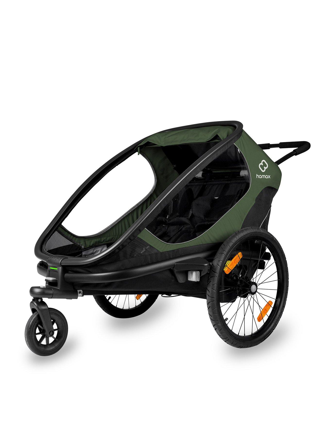 hamax-outback-twin-child-bike-trailer-green-blackfront