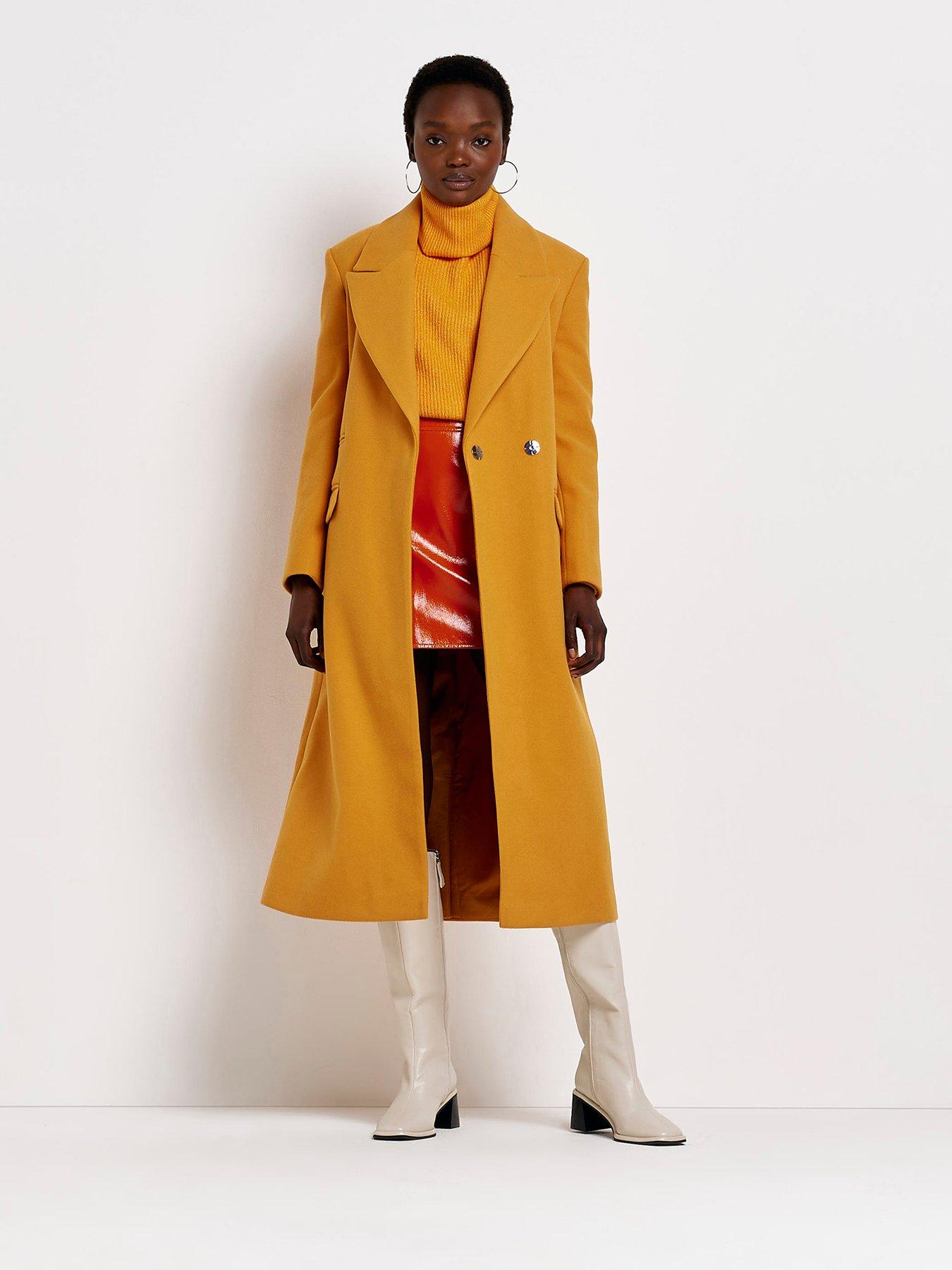 River island yellow coat online