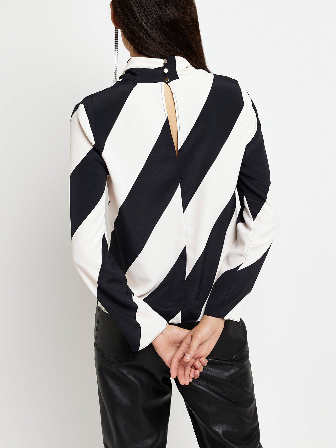 River island black and white top hot sale