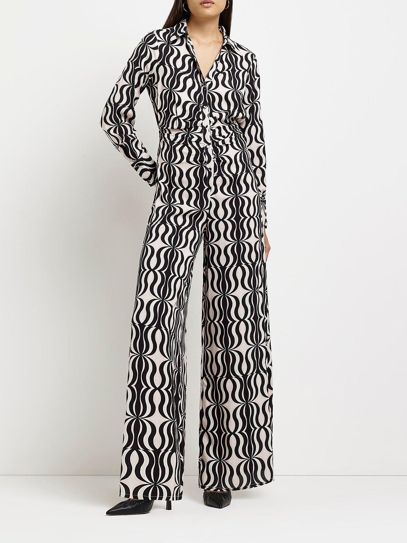 River island black hot sale and white jumpsuit