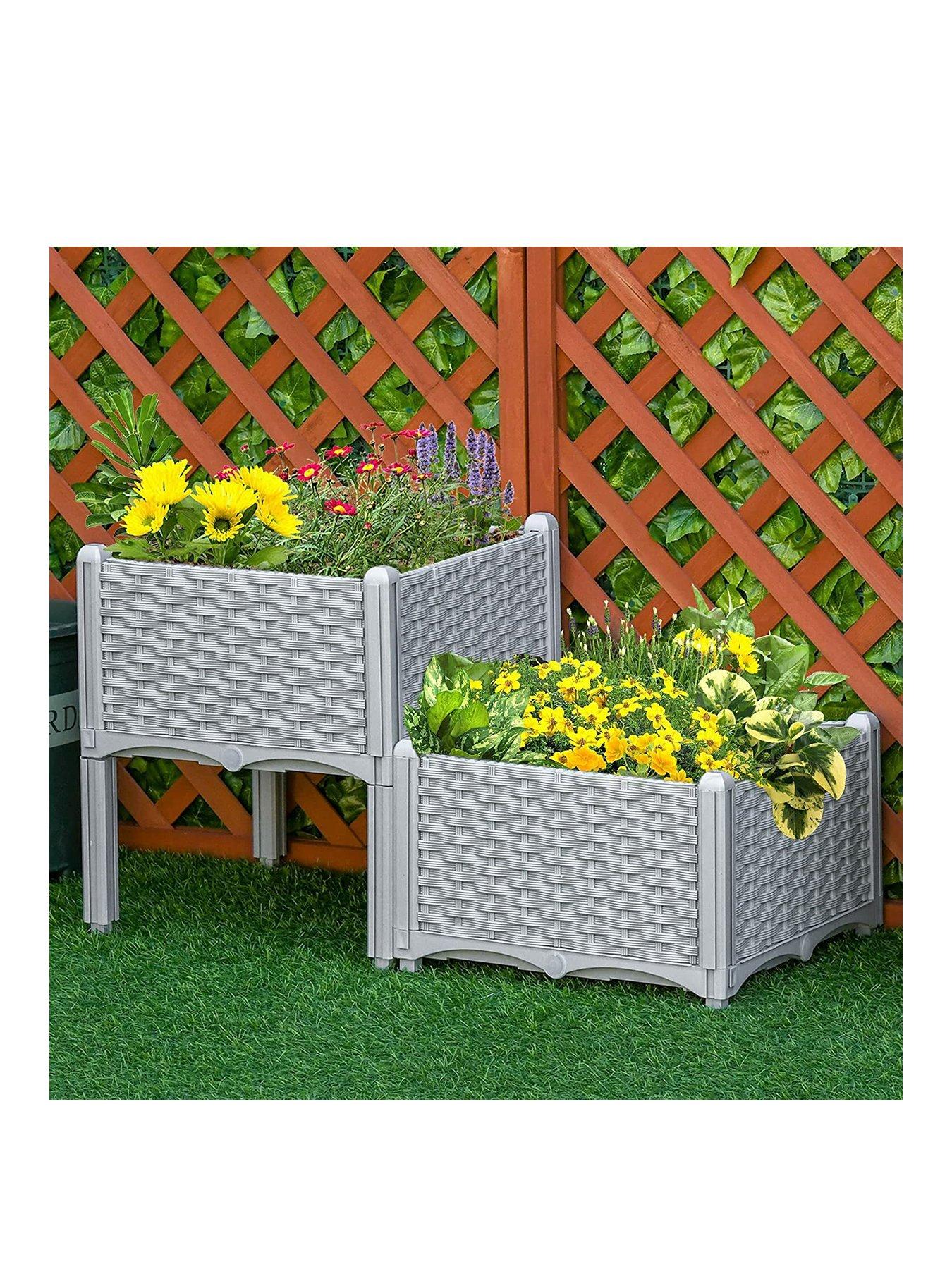 undefined Outsunny Raised Flower Bed Vegetable Herb Plant Stand Lightweight - 40L x 40W x 44H CM