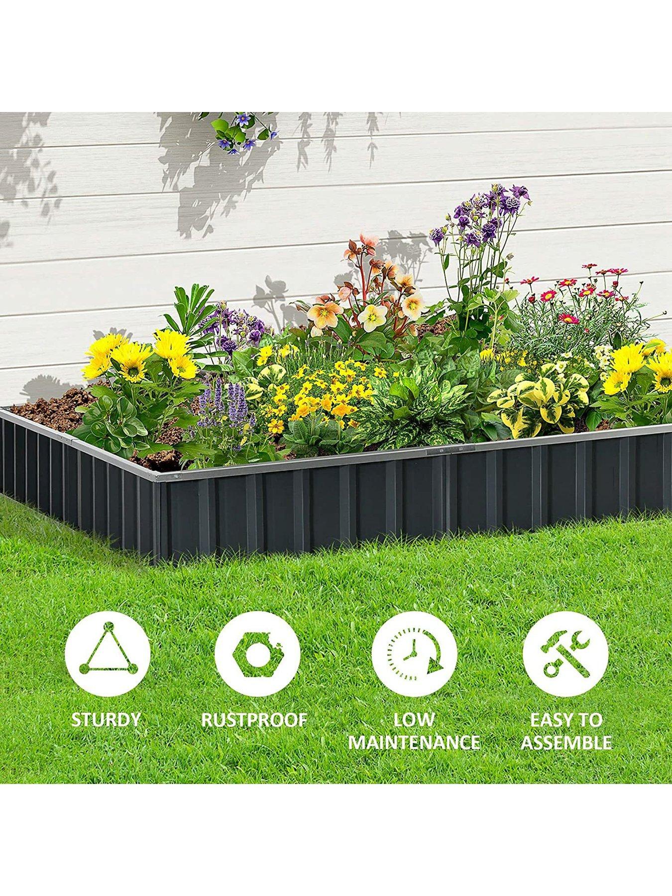 Image 2 of 7 of OutSunny Outsunny Metal Raised Garden Bed No Bottom DIY Large Steel Planter Box w/ Gloves